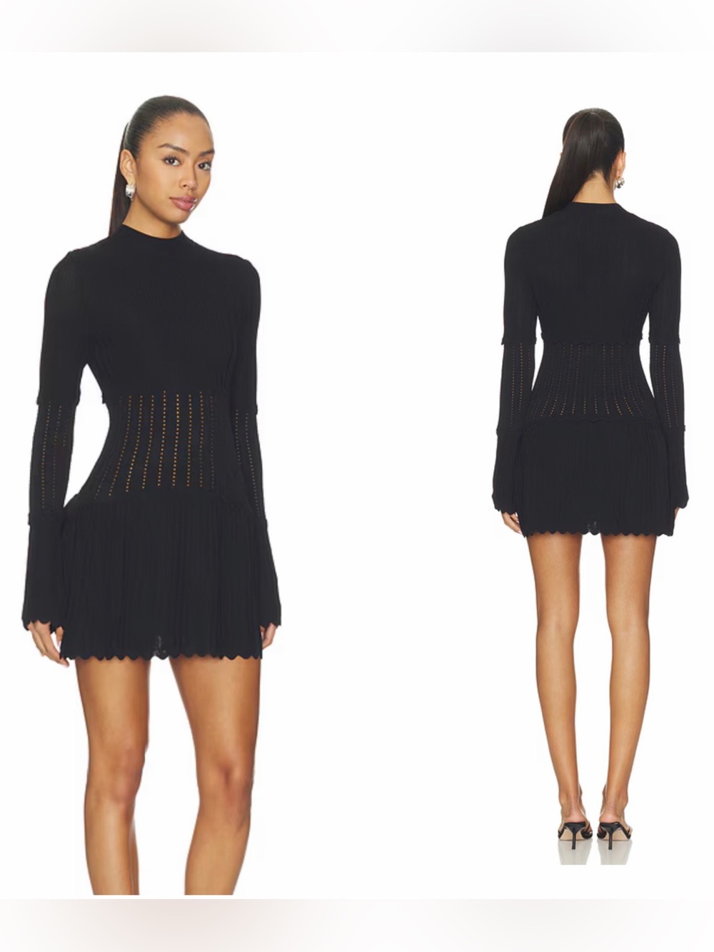 Solid & Striped The Amara Dress in Noir Black Long-Sleeve Knit Mini Dress